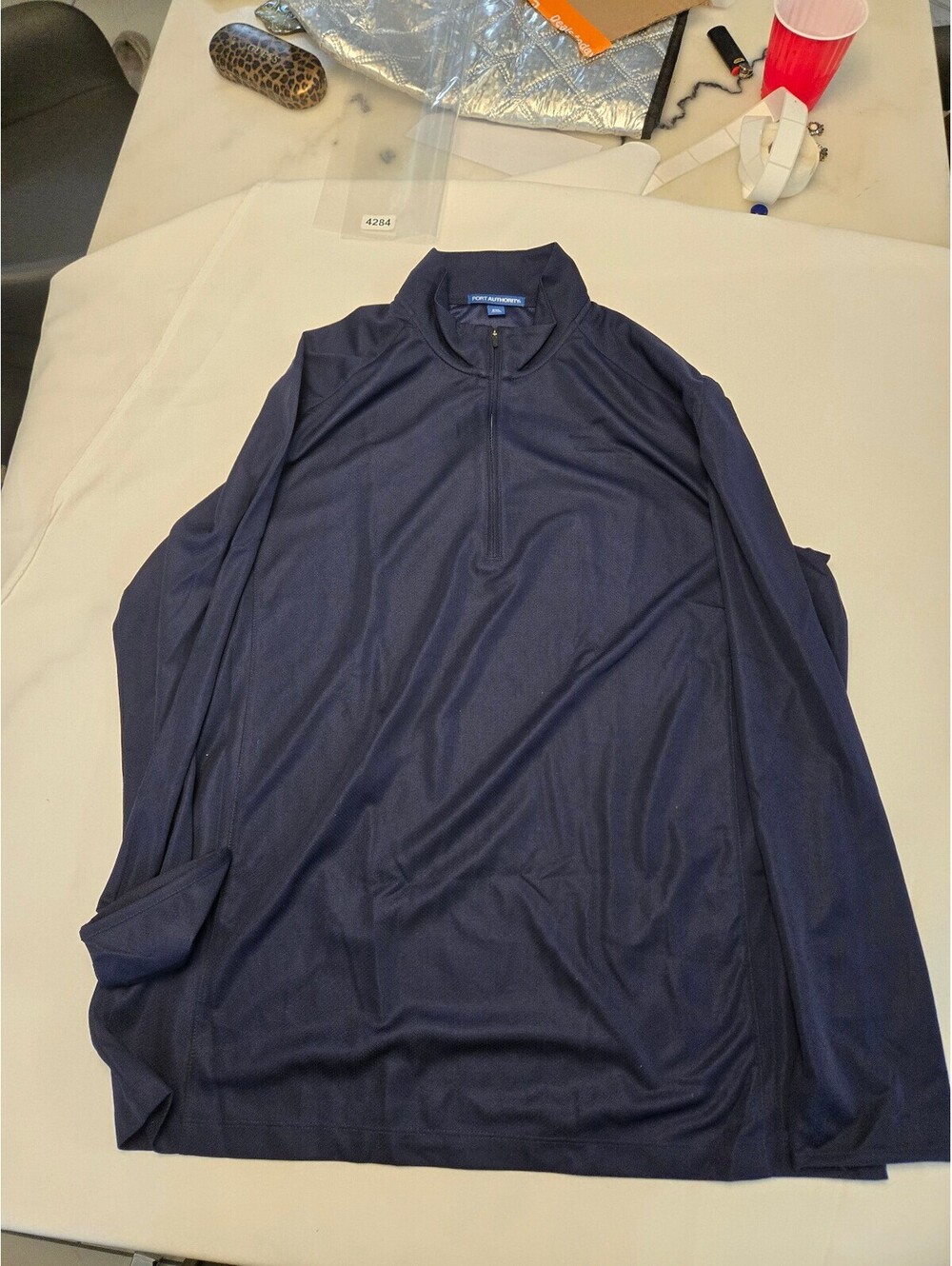 Port Authority Men's 2XL Navy Blue Long Sleeve Quarter-Zip Pullover